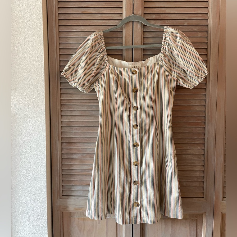 Lost + Wander Size Small Colorful Striped Button Up Mini Dress